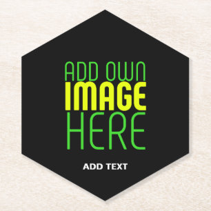 MODERN EDITABLE SIMPLE BLACK IMAGE TEXT TEMPLATE PAPER COASTER