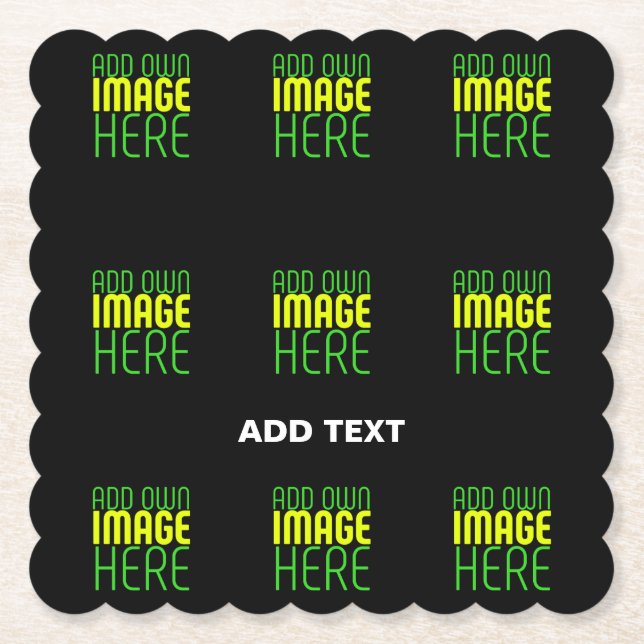 MODERN EDITABLE SIMPLE BLACK IMAGE TEXT TEMPLATE PAPER COASTER (Front)