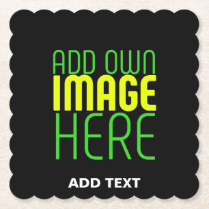 MODERN EDITABLE SIMPLE BLACK IMAGE TEXT TEMPLATE PAPER COASTER