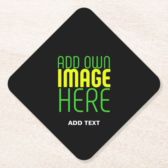 MODERN EDITABLE SIMPLE BLACK IMAGE TEXT TEMPLATE PAPER COASTER (Front)