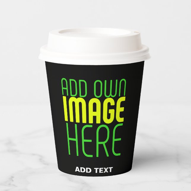 MODERN EDITABLE SIMPLE BLACK IMAGE TEXT TEMPLATE PAPER CUPS (Front)