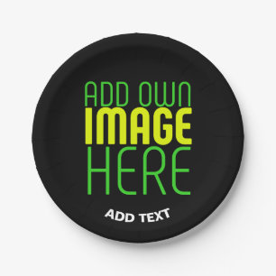MODERN EDITABLE SIMPLE BLACK IMAGE TEXT TEMPLATE PAPER PLATE