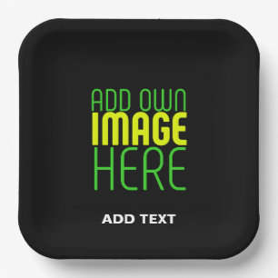 MODERN EDITABLE SIMPLE BLACK IMAGE TEXT TEMPLATE PAPER PLATE
