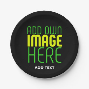 MODERN EDITABLE SIMPLE BLACK IMAGE TEXT TEMPLATE PAPER PLATE