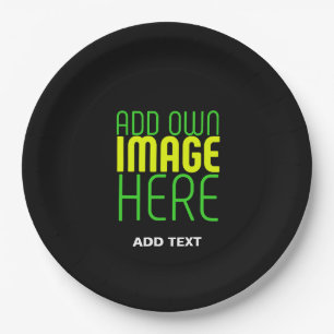 MODERN EDITABLE SIMPLE BLACK IMAGE TEXT TEMPLATE PAPER PLATE