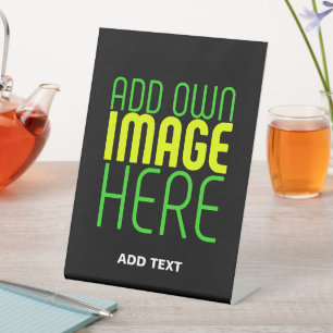 MODERN EDITABLE SIMPLE BLACK IMAGE TEXT TEMPLATE PEDESTAL SIGN