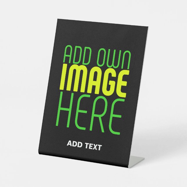 MODERN EDITABLE SIMPLE BLACK IMAGE TEXT TEMPLATE PEDESTAL SIGN (Front)