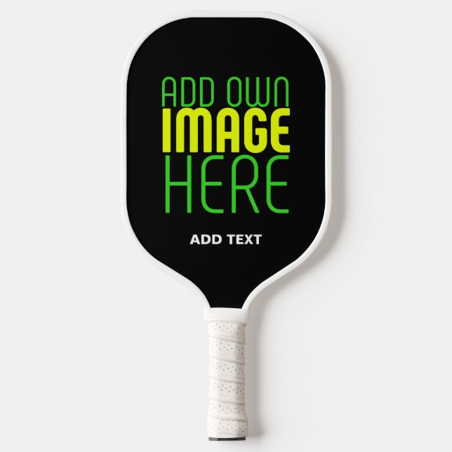 MODERN EDITABLE SIMPLE BLACK IMAGE TEXT TEMPLATE PICKLEBALL PADDLE (Front)