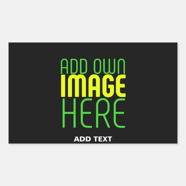 MODERN EDITABLE SIMPLE BLACK IMAGE TEXT TEMPLATE RECTANGULAR STICKER (Front)