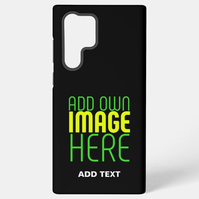 MODERN EDITABLE SIMPLE BLACK IMAGE TEXT TEMPLATE SAMSUNG GALAXY S22 ULTRA CASE (Back)