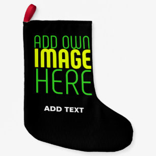 MODERN EDITABLE SIMPLE BLACK IMAGE TEXT TEMPLATE SMALL CHRISTMAS STOCKING