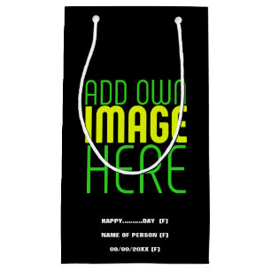 MODERN EDITABLE SIMPLE BLACK IMAGE TEXT TEMPLATE SMALL GIFT BAG