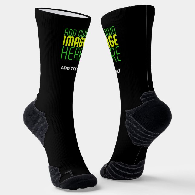 MODERN EDITABLE SIMPLE BLACK IMAGE TEXT TEMPLATE SOCKS (Angled)