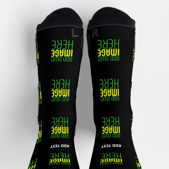 MODERN EDITABLE SIMPLE BLACK IMAGE TEXT TEMPLATE SOCKS (Top)