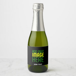 MODERN EDITABLE SIMPLE BLACK IMAGE TEXT TEMPLATE SPARKLING WINE LABEL