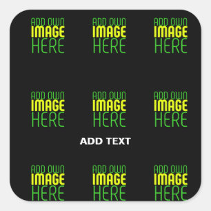 MODERN EDITABLE SIMPLE BLACK IMAGE TEXT TEMPLATE SQUARE STICKER