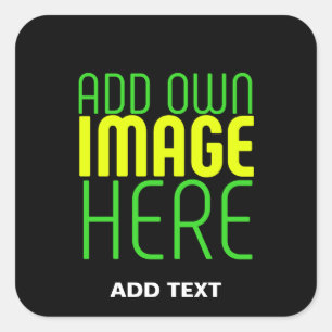 MODERN EDITABLE SIMPLE BLACK IMAGE TEXT TEMPLATE SQUARE STICKER