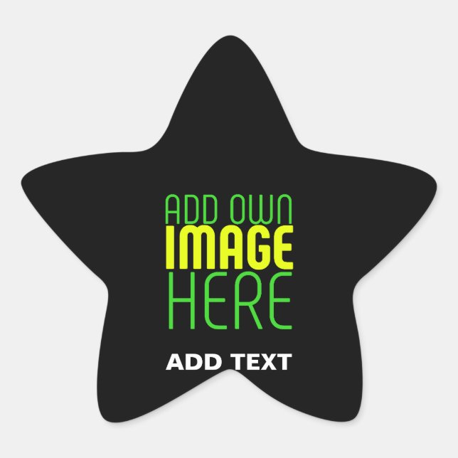 MODERN EDITABLE SIMPLE BLACK IMAGE TEXT TEMPLATE STAR STICKER (Front)