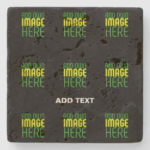 MODERN EDITABLE SIMPLE BLACK IMAGE TEXT TEMPLATE STONE COASTER