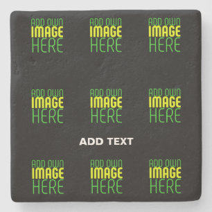 MODERN EDITABLE SIMPLE BLACK IMAGE TEXT TEMPLATE STONE COASTER