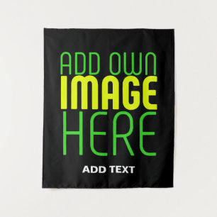 MODERN EDITABLE SIMPLE BLACK IMAGE TEXT TEMPLATE TAPESTRY