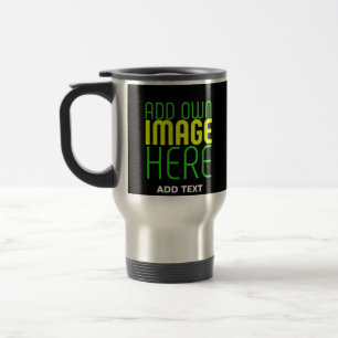 MODERN EDITABLE SIMPLE BLACK IMAGE TEXT TEMPLATE TRAVEL MUG