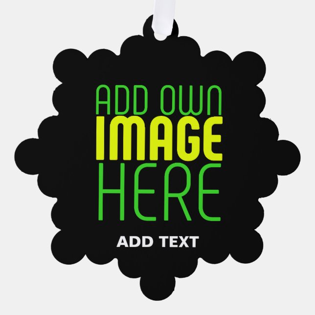 MODERN EDITABLE SIMPLE BLACK IMAGE TEXT TEMPLATE TREE DECORATION CARD (Front)