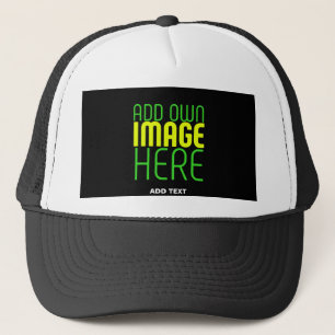 MODERN EDITABLE SIMPLE BLACK IMAGE TEXT TEMPLATE TRUCKER HAT