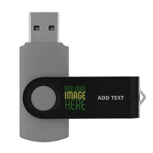 MODERN EDITABLE SIMPLE BLACK IMAGE TEXT TEMPLATE USB FLASH DRIVE