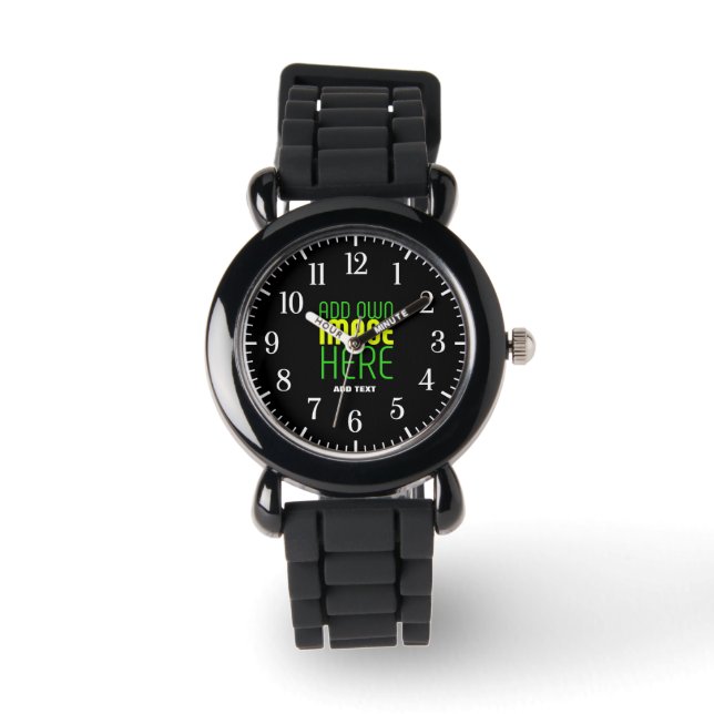 MODERN EDITABLE SIMPLE BLACK IMAGE TEXT TEMPLATE WATCH (Front)