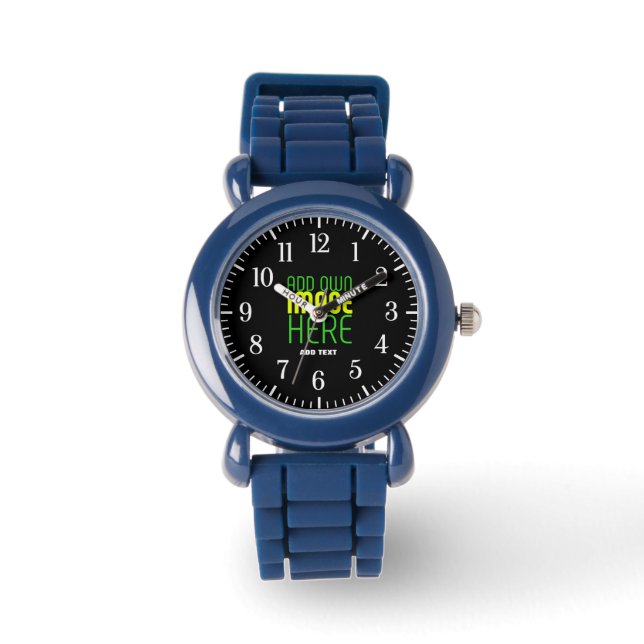 MODERN EDITABLE SIMPLE BLACK IMAGE TEXT TEMPLATE WATCH (Front)
