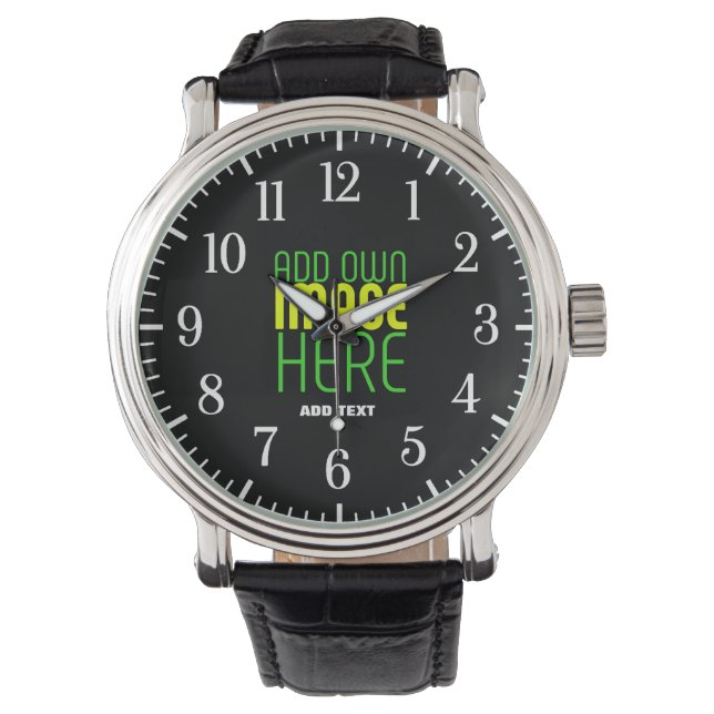 MODERN EDITABLE SIMPLE BLACK IMAGE TEXT TEMPLATE WATCH (Front)