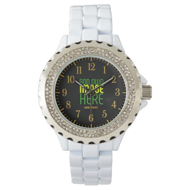 MODERN EDITABLE SIMPLE BLACK IMAGE TEXT TEMPLATE WATCH (Front)