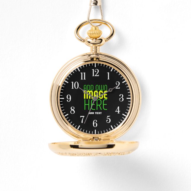 MODERN EDITABLE SIMPLE BLACK IMAGE TEXT TEMPLATE WATCH (Front)