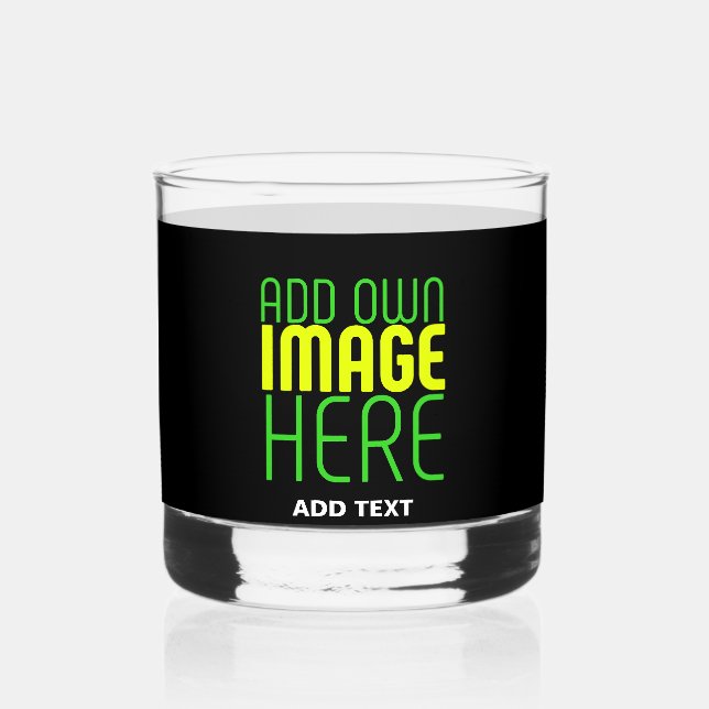 MODERN EDITABLE SIMPLE BLACK IMAGE TEXT TEMPLATE WHISKEY GLASS (Front)