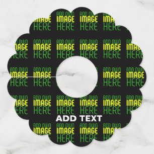 MODERN EDITABLE SIMPLE BLACK IMAGE TEXT TEMPLATE WINE GLASS TAG