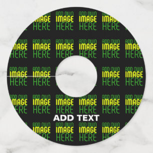 MODERN EDITABLE SIMPLE BLACK IMAGE TEXT TEMPLATE WINE GLASS TAG