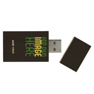  MODERN EDITABLE SIMPLE BLACK IMAGE TEXT TEMPLATE WOOD USB FLASH DRIVE