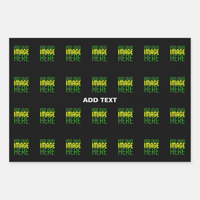 MODERN EDITABLE SIMPLE BLACK IMAGE TEXT TEMPLATE WRAPPING PAPER SHEET (Front)