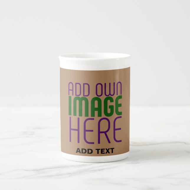 MODERN EDITABLE SIMPLE BROWN IMAGE TEXT TEMPLATE BONE CHINA MUG (Front)