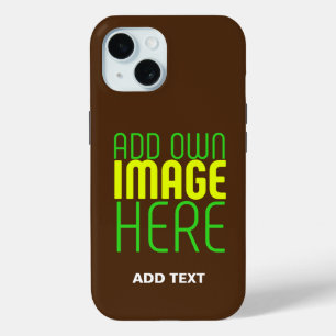 MODERN EDITABLE SIMPLE BROWN IMAGE TEXT TEMPLATE iPhone 15 CASE