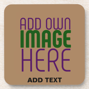MODERN EDITABLE SIMPLE BROWN IMAGE TEXT TEMPLATE COASTER