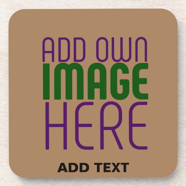 MODERN EDITABLE SIMPLE BROWN IMAGE TEXT TEMPLATE COASTER (Front)