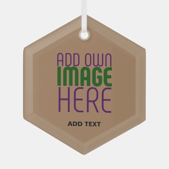  MODERN EDITABLE SIMPLE BROWN IMAGE TEXT TEMPLATE GLASS TREE DECORATION (Front)
