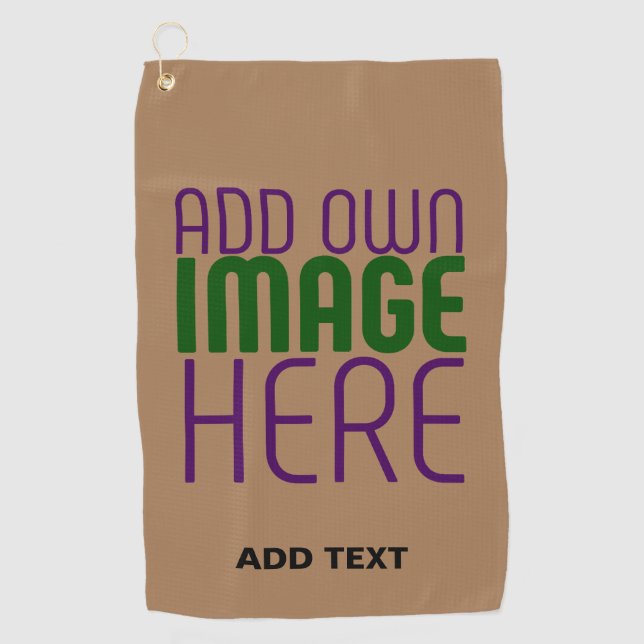MODERN EDITABLE SIMPLE BROWN IMAGE TEXT TEMPLATE GOLF TOWEL (Front)
