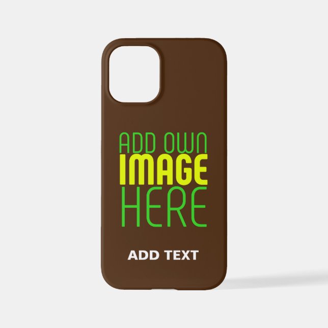MODERN EDITABLE SIMPLE BROWN IMAGE TEXT TEMPLATE iPhone CASE (Back)