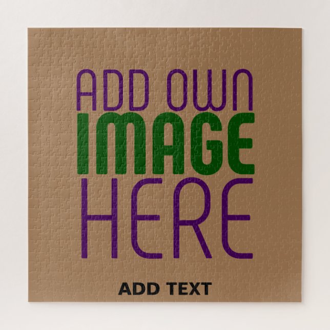 MODERN EDITABLE SIMPLE BROWN IMAGE TEXT TEMPLATE JIGSAW PUZZLE (Vertical)