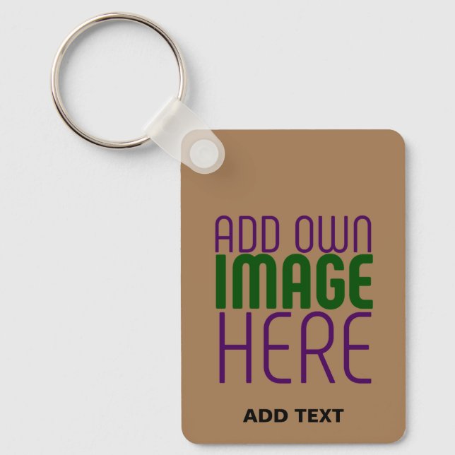 MODERN EDITABLE SIMPLE BROWN IMAGE TEXT TEMPLATE KEY RING (Front)