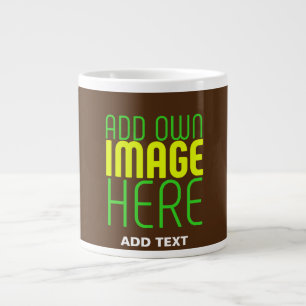 MODERN EDITABLE SIMPLE BROWN IMAGE TEXT TEMPLATE LARGE COFFEE MUG