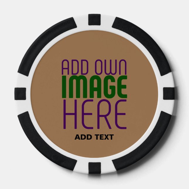 MODERN EDITABLE SIMPLE BROWN IMAGE TEXT TEMPLATE POKER CHIPS (Front)